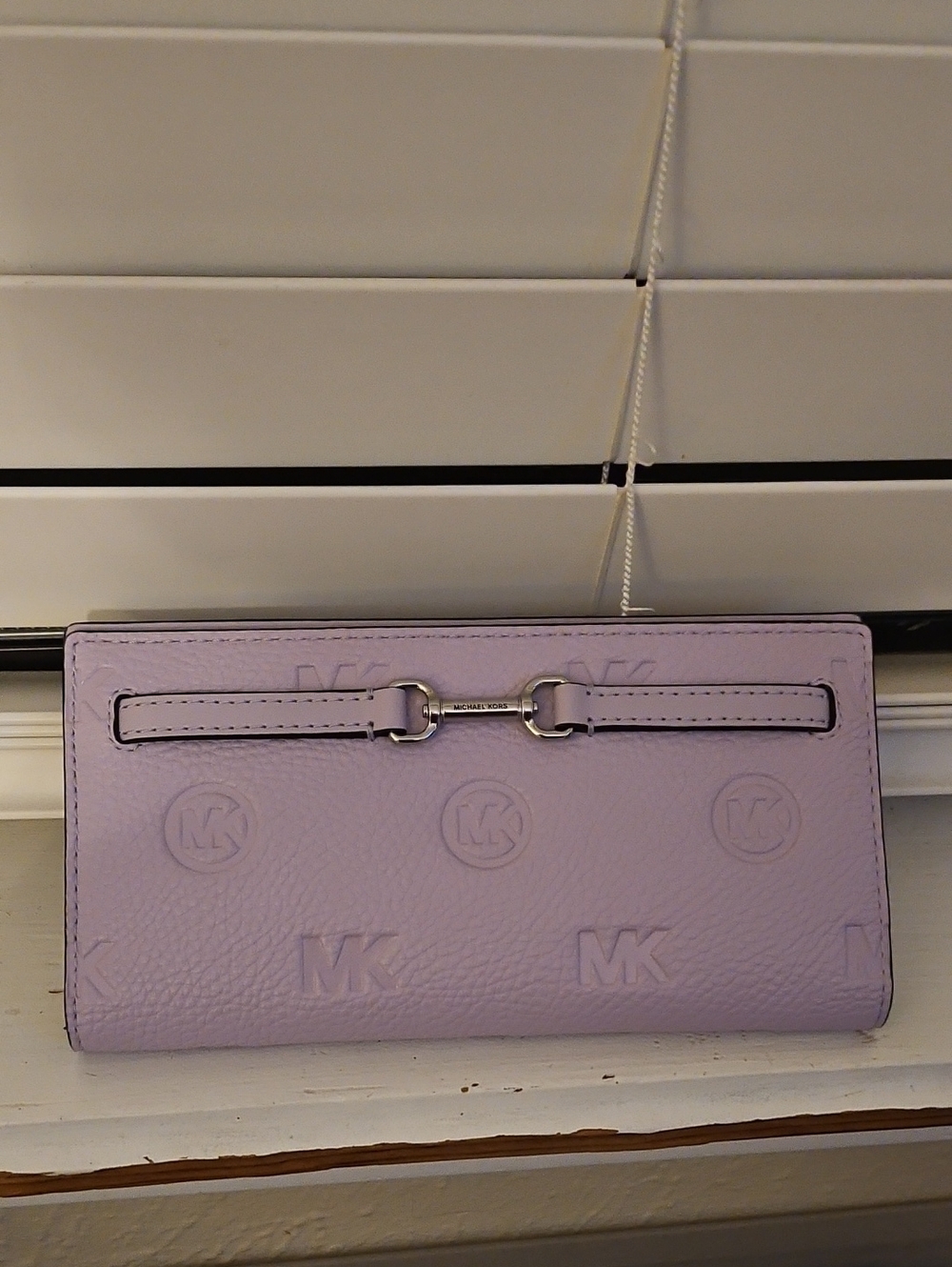 Michael Kors Lavender Embossed MK Continental Wallet with Silver Hardware